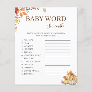 Herfst Boho Baby shower Word Scramble spel