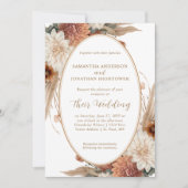 Herfst Boho Bloemen Ovaal Border Wedding | Kaart (Voorkant)