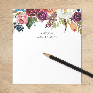 Herfst Boho Bloemen Persoonlijke Leerkracht Notitieblok