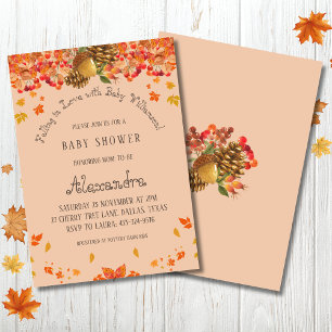 Herfst Boho Bloemen Vallen in Liefde Baby shower Kaart