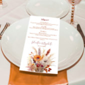 Herfst Boho bloemenbruiloft Menu