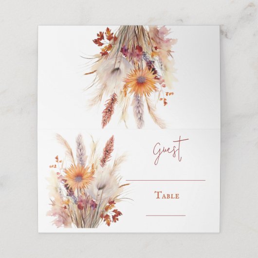 Herfst Boho bloemenbruiloft | Wit (Buitenkant ongevouwen)