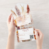 Herfst Boho bloemenbruiloft | Wit All In One Uitnodiging (Afscheurbaar)