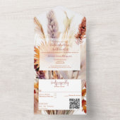 Herfst Boho bloemenbruiloft | Wit All In One Uitnodiging (Binnen)