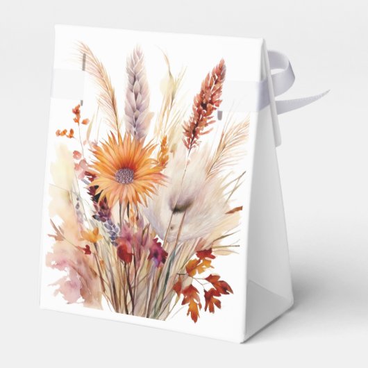 Herfst Boho bloemenbruiloft | Wit Bedankdoosjes (Achterkant)