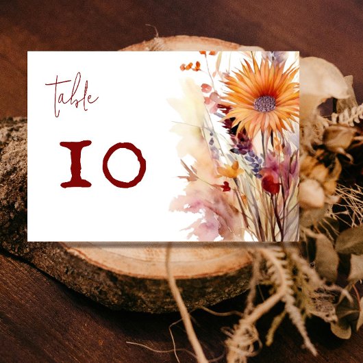Herfst Boho bloemenbruiloft | Wit Kaart
