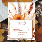 Herfst Boho bloemenbruiloft | Wit RSVP Kaartje