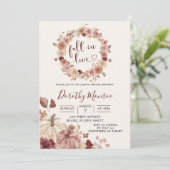 Herfst Boho Blush en Marsala Bloemige Pompoen Show Kaart (Staand voorkant)