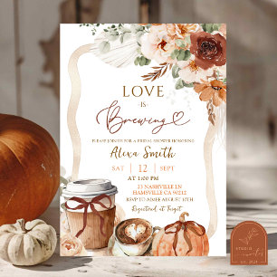 Herfst Boho Coquette Pompoen Tea Party Vrijgezelle Kaart