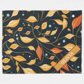 Herfst Boho Floral Leaf Custom Design Fleece Deken (Voorkant (Horizontaal))