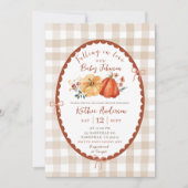 Herfst Boho Gingham Pompoen Baby Shower Uitnodigin Kaart (Voorkant)