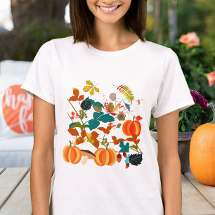 Herfst Boho Kleurrijke Cottagecore Pompoen Herfst T-shirt