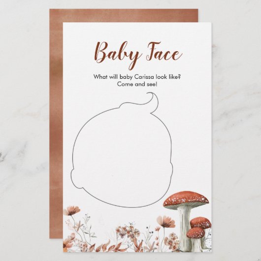 Herfst Boho Mushroom Floral Baby shower Baby (Voorkant / Achterkant)