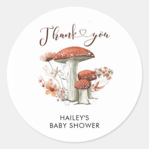 Herfst Boho Mushroom Floral Dank u wel Ronde Sticker