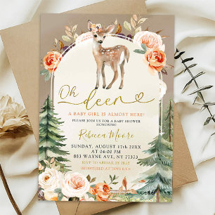 Herfst Boho Oh Deer Meisje Woodland Baby shower Kaart