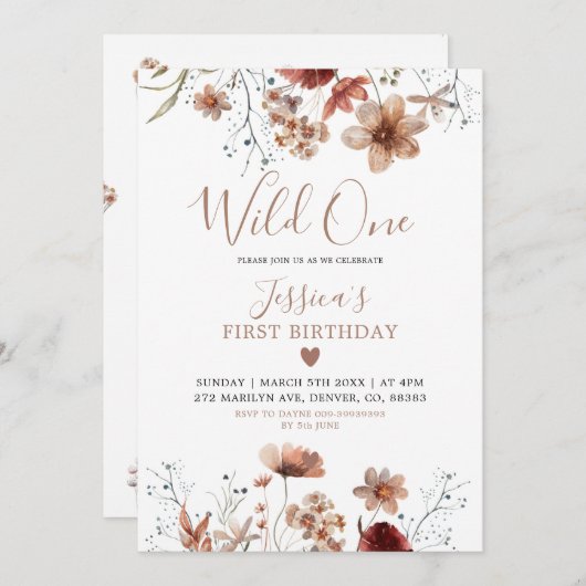 Herfst Boho onze kleine wilde is een uitnodiging o (Voorkant / Achterkant)