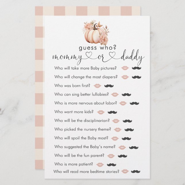 Herfst Boho pompoen Baby shower "Raad eens wie" sp (Voorkant / Achterkant)