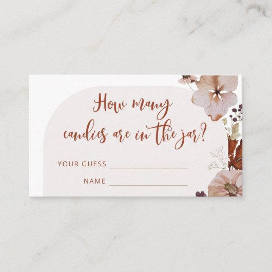 Herfst boho pompoen hoeveel snoepjes omhullingskaa informatiekaartje (Voorkant)