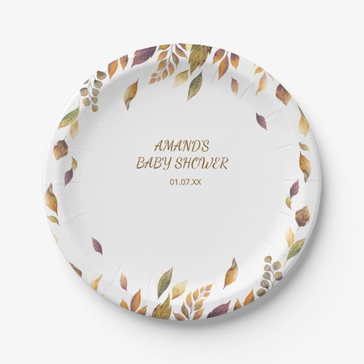 Herfst boho Rustic Baby shower Papieren Bordje (Voorkant)