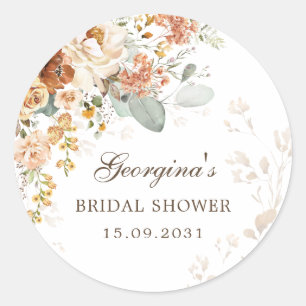 Herfst Boho Terracotta Bloem Tuin Bruids Bruiloft Ronde Sticker