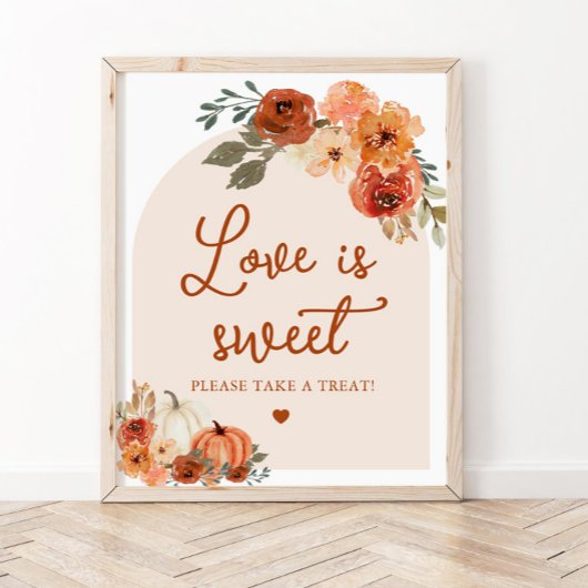 Herfst Boho Terracotta Pompoen Liefde is Lief Teke Poster