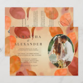 Herfst Boho verbrande Sinaasappel verlaat QR-code  Kaart (Voorkant / Achterkant)