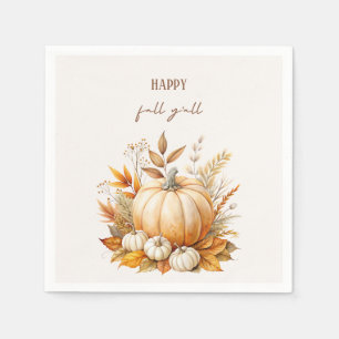 Herfst Boho Waterverf Pompoen Happy Herfst Y'all Servet