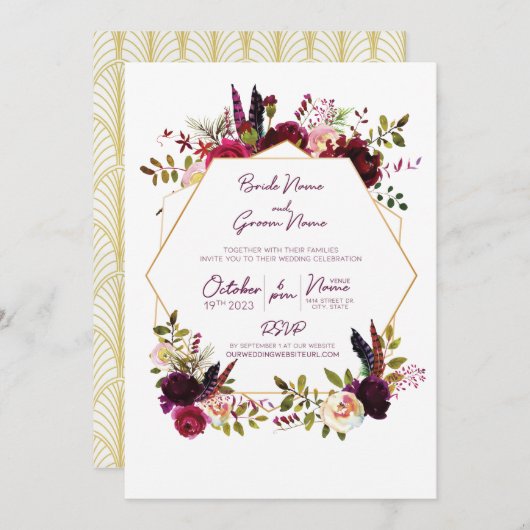 Herfst Boho Wedding Uitnodiging (Voorkant / Achterkant)