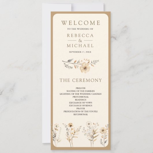 Herfst Boho Wilde Bloem Bruiloftsprogramma (Voorkant)