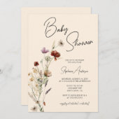 Herfst Boho Wildflower Baby shower Kaart (Voorkant / Achterkant)
