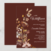 Herfst Boho Wildflower Bourgondië Baby shower Kaart (Voorkant / Achterkant)