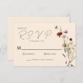 Herfst Boho Wildflower bruiloft RSVP Kaartje (Voorkant / Achterkant)