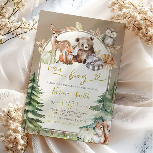 Herfst Boho Woodland Forest Boy Baby shower Kaart