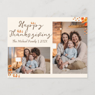 Herfst Bomen Gelukkig Thanksgiving Familie Twee Feestdagenkaart