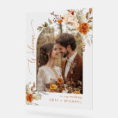 Herfst Boog Modern Foto Bruiloft Welkom Acryl Bord (Hoek)