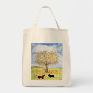 Herfst Boom Dachshund Honden Schilderen Tote Bag