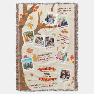 Herfst Boom Familie Quotes & Herinneringen Foto Co Deken