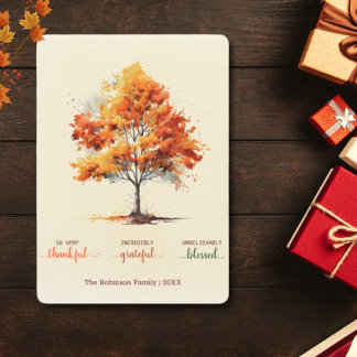 Herfst Boom Gelukkig Thanksgiving Gezegend Feestdagenkaart
