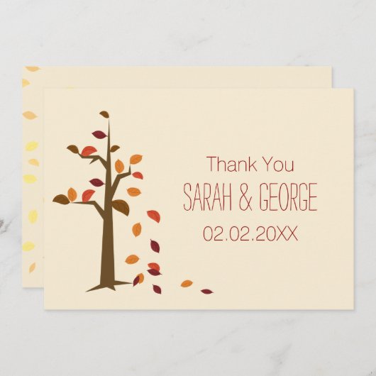 herfst boom, herfst bruiloft Hartelijk dank Kaart (Voorkant / Achterkant)