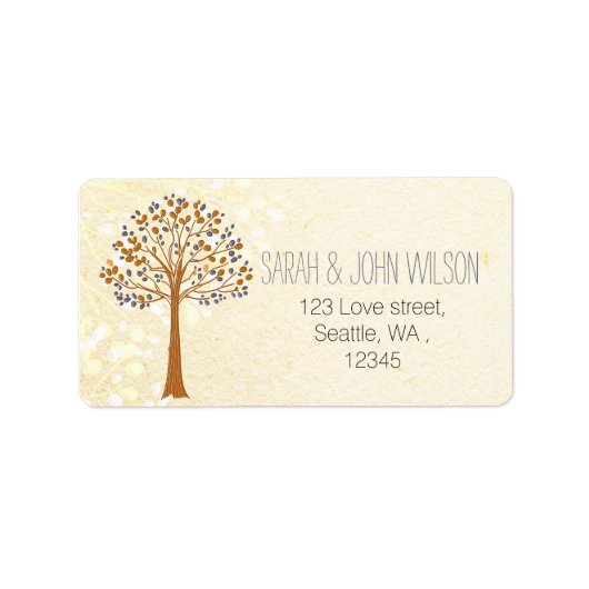 herfst boom, Rustic Wedding return address label (Voorkant)
