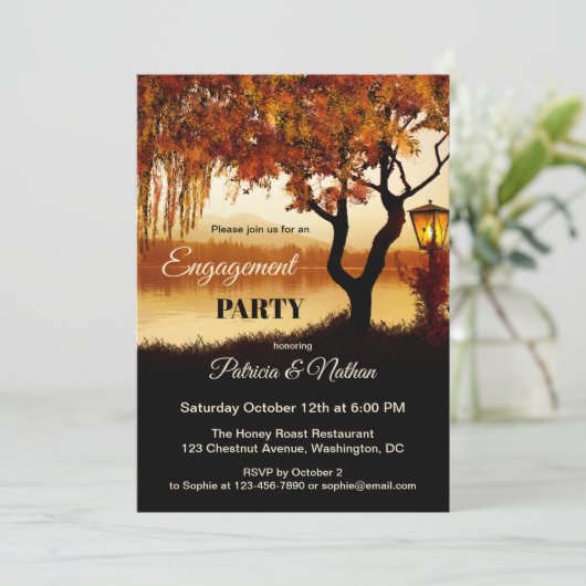 Herfst Boom Uitzicht Uitnodiging Verloving (Staand voorkant)