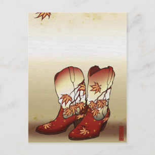 Herfst Boots met Maple Leaf Motif Briefkaart