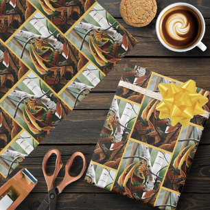 Herfst bos amber draak berken Fantasy Cadeaupapier