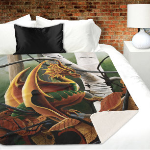Herfst bos amber draak berken Fantasy Sherpa Deken