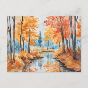 Herfst bos aquarel kunst briefkaart