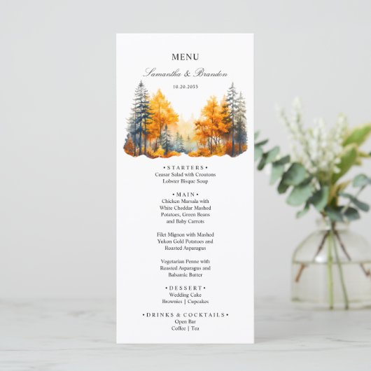 Herfst Bos, dennenbomen Herfstbos Menu (Staand voorkant)