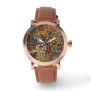 HERFST BOS DIEREN Hazen, fazant, bruine bloemen Horloge