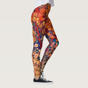 HERFST BOS DIEREN Hazen, fazant, rode bloemen Leggings