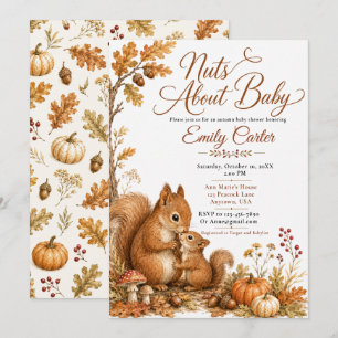 Herfst bos eekhoorn baby shower kaart