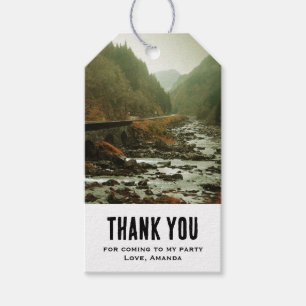 Herfst Bos en River Landscape Party Dank u Cadeaulabel